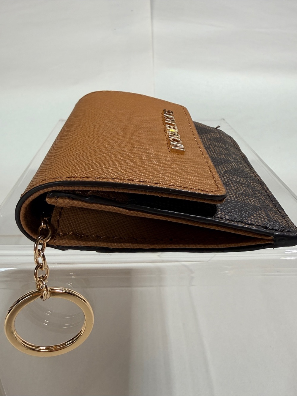 MICHAEL KORS Tan and Brown Logo Compact Wallet - Picture 4 of 6
